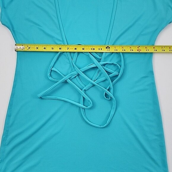 Lululemon Women's Dance Chill Wrap Short Sleeves Top Aqua Convertible Size 8 - Picture 8 of 10